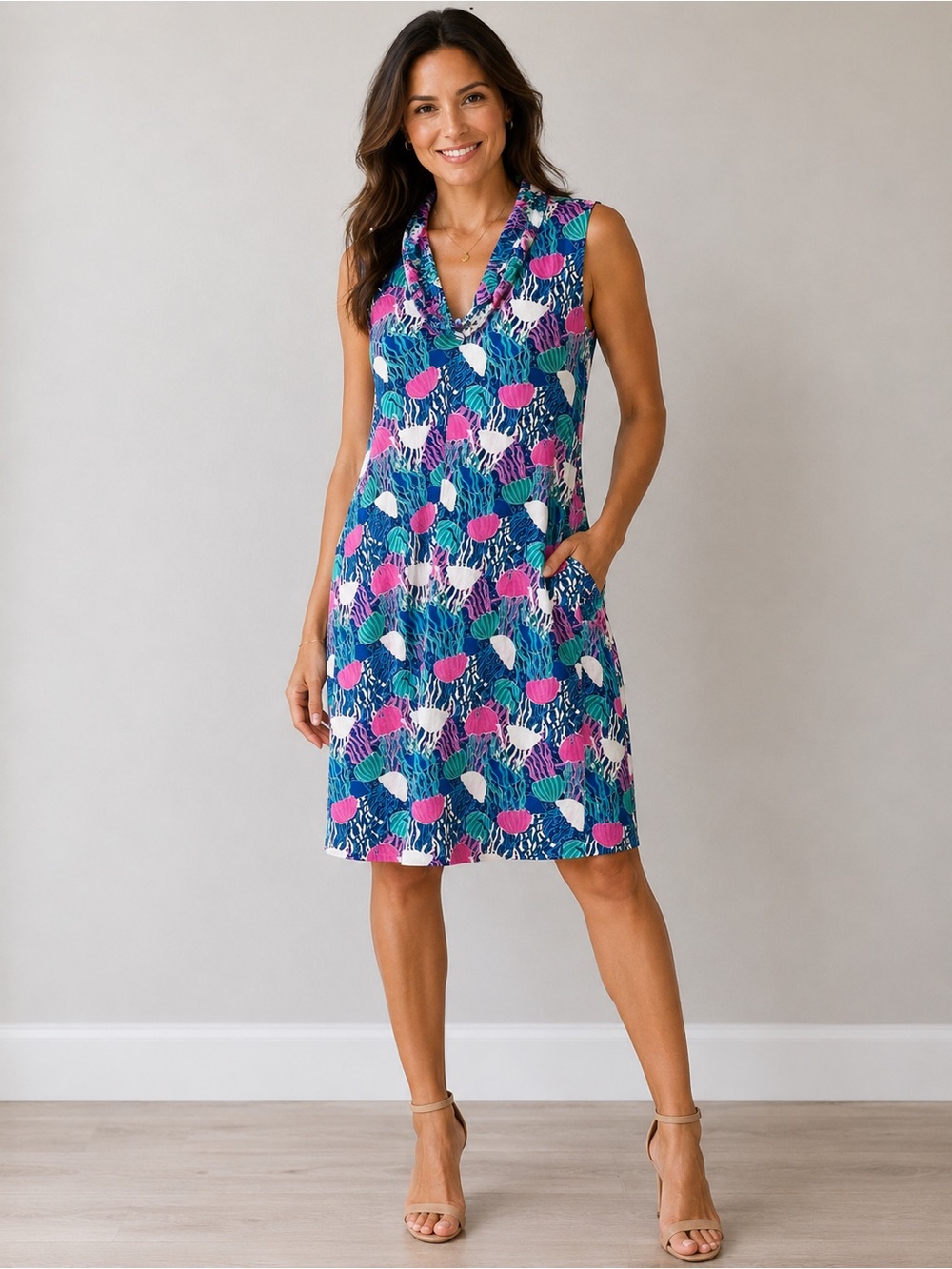 NWOT Lulu B Lulu B Open Cut Dress Ruffle Jelly Fish Print Sz 1X